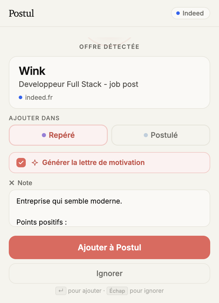 Détecte l'offre